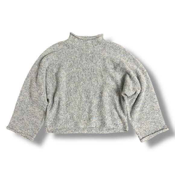 William Rast Gray Mock Neck Textured Knit Pullover Sweater Women’s L - Picture 1 of 8